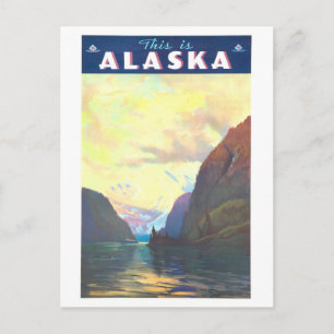 Vintage Travel Poster für Alaska Postkarte
