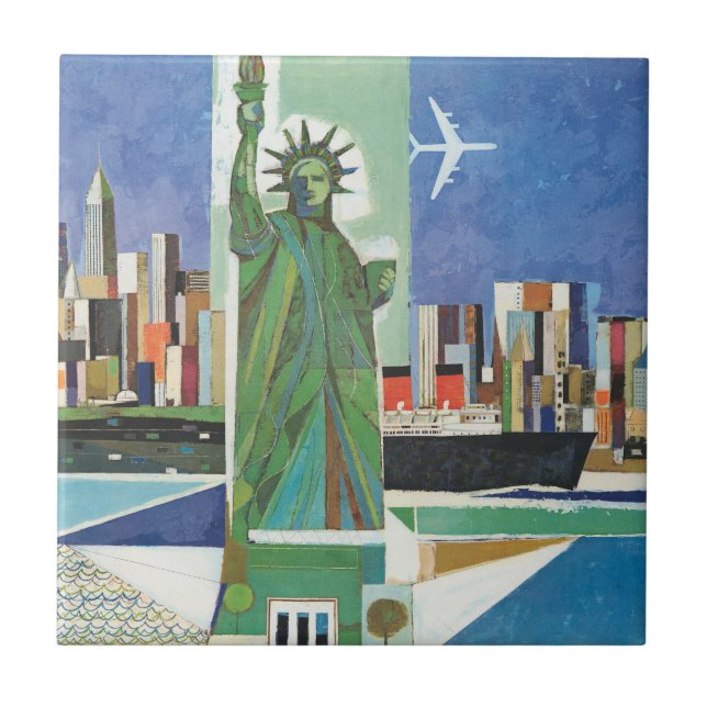 Vintage Travel Poster für American Airlines Fliese (Vorderseite)