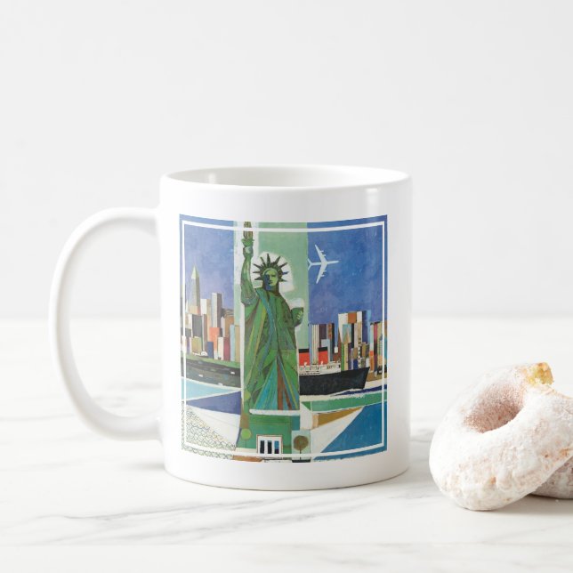 Vintage Travel Poster für American Airlines Kaffeetasse (Mit Donut)