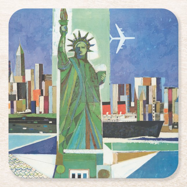 Vintage Travel Poster für American Airlines Rechteckiger Pappuntersetzer (Vorderseite)