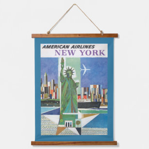 Vintage Travel Poster für American Airlines Wandteppich Mit Holzrahmen