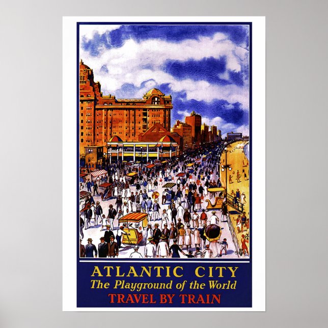 Vintage Travel Poster für Atlantic City Print (Vorne)
