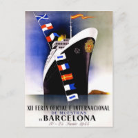 Vintage Travel Poster für Barcelona Postkarte