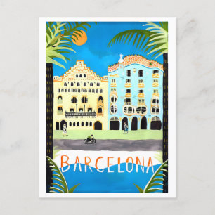 Vintage Travel Poster für Barcelona, Spanien, Postkarte
