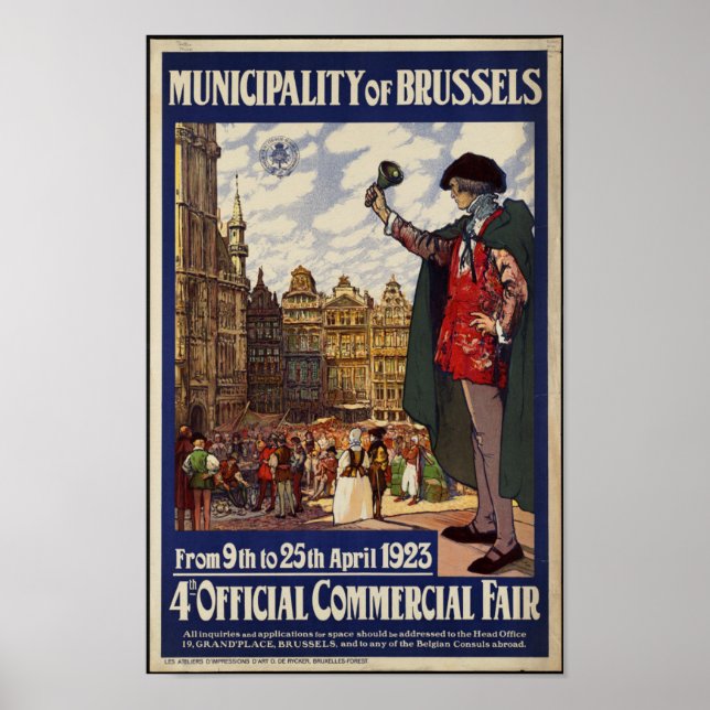 Vintage Travel Poster für Brüssel (Vorne)