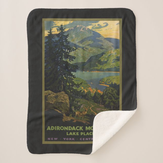 Vintage Travel Poster für das Adirondack Gebirge Sherpadecke (Vorderseite)