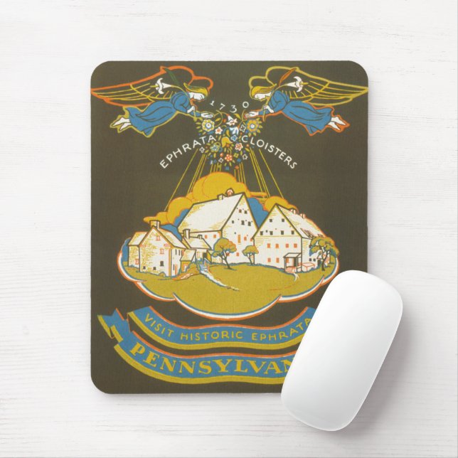 Vintage Travel Poster für das Ephrata Kloster Mousepad (Mit Mouse)
