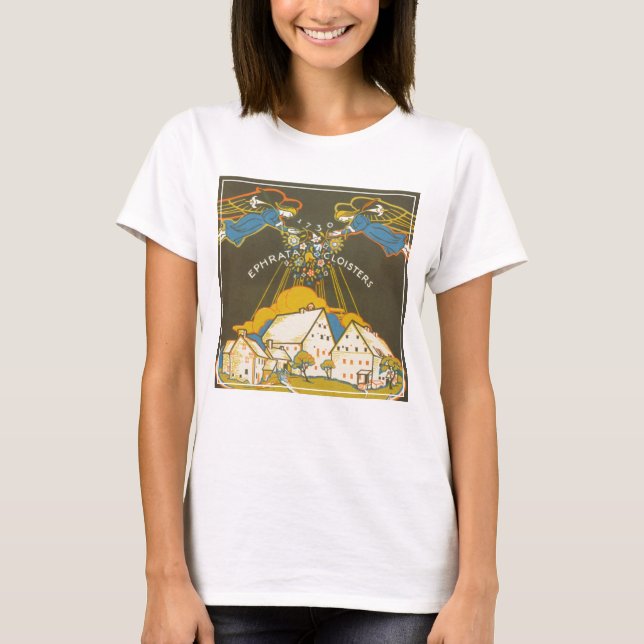 Vintage Travel Poster für das Ephrata Kloster T-Shirt (Vorderseite)