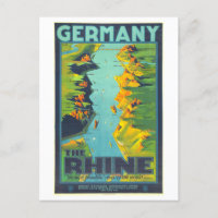 Vintage Travel Poster für den Rhein in Deutschland