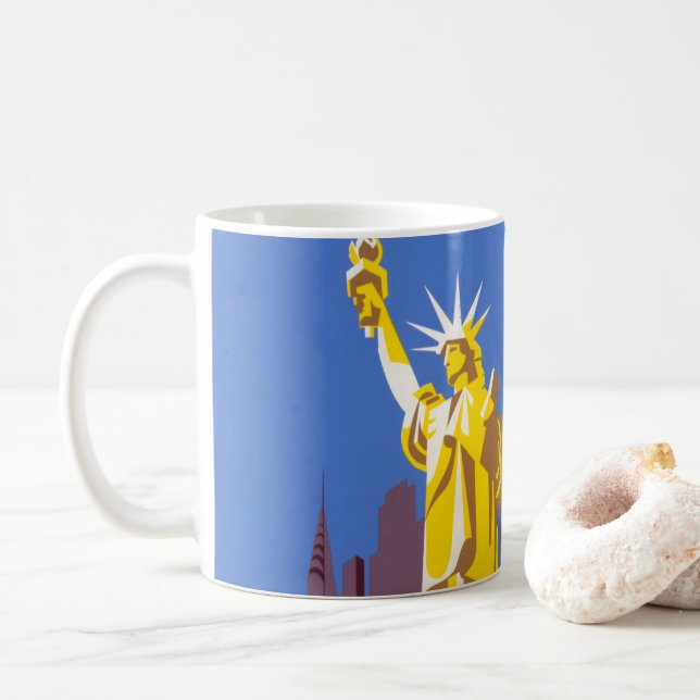 Vintage Travel Poster für Deutschland Airlines Kaffeetasse (Mit Donut)