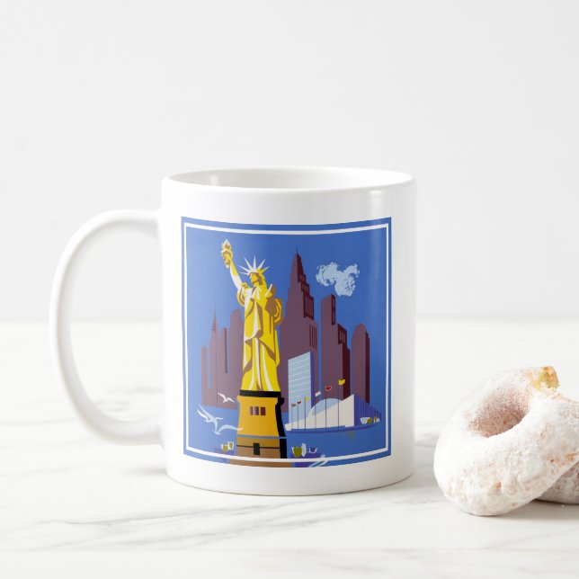 Vintage Travel Poster für Deutschland Airlines Kaffeetasse (Mit Donut)