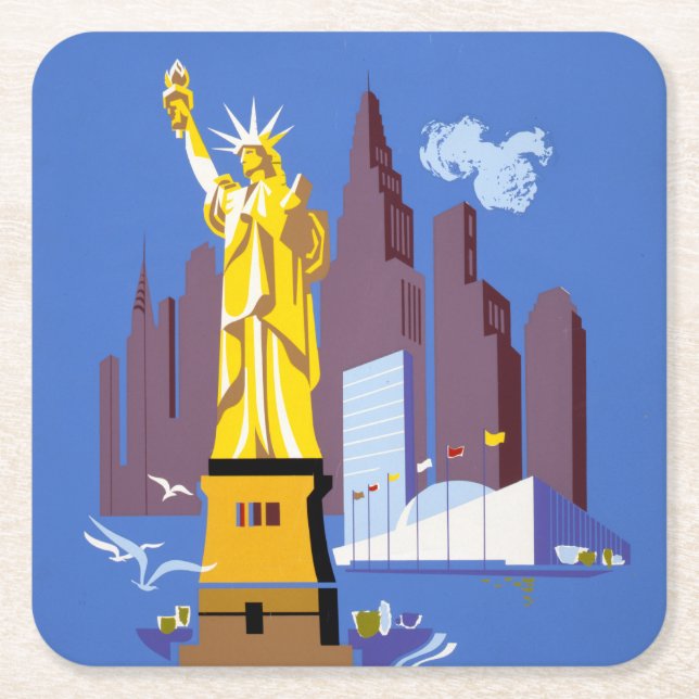 Vintage Travel Poster für Deutschland Airlines Rechteckiger Pappuntersetzer (Vorderseite)