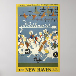 Vintage Travel Poster für die neue Haven R.R.