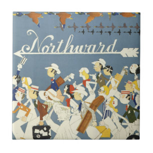 Vintage Travel Poster für die neue Haven R.R. Fliese