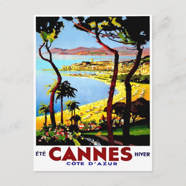 Vintage Travel Poster für Frankreich Postkarte (Vorderseite)