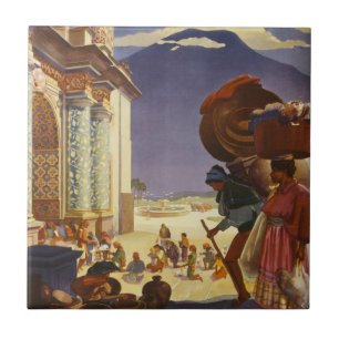 Vintage Travel Poster für Guatemala Fliese