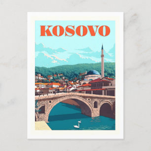Vintage Travel Poster für Kosovo Postkarte