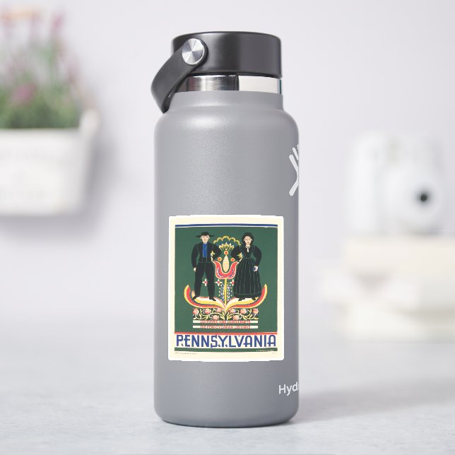 Vintage Travel Poster für Lancaster Landkreis, Pa Aufkleber (HydroFlask)