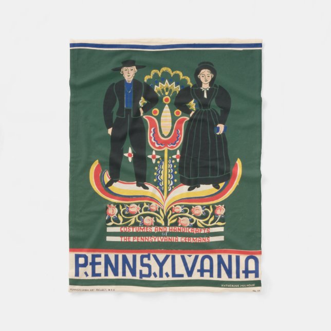 Vintage Travel Poster für Lancaster Landkreis, Pa Fleecedecke (Vorderseite)