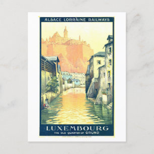Vintage Travel Poster für Luxemburg Postkarte