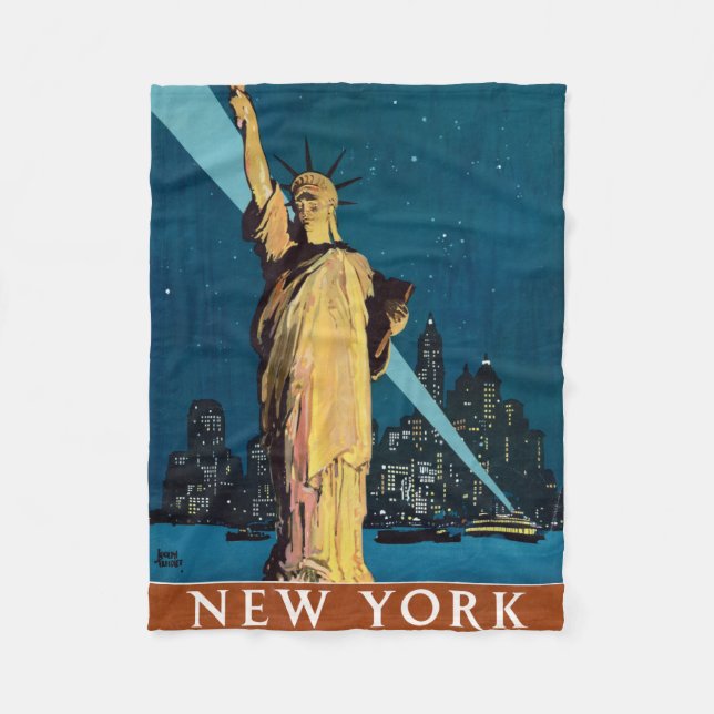 Vintage Travel Poster für New York Fleecedecke (Vorderseite)