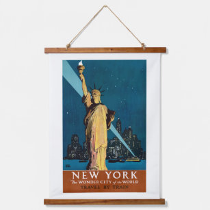 Vintage Travel Poster für New York Wandteppich Mit Holzrahmen