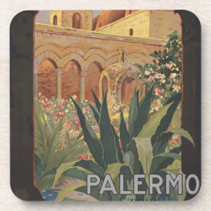 Vintage Travel Poster für Palermo, Italien. Getränkeuntersetzer