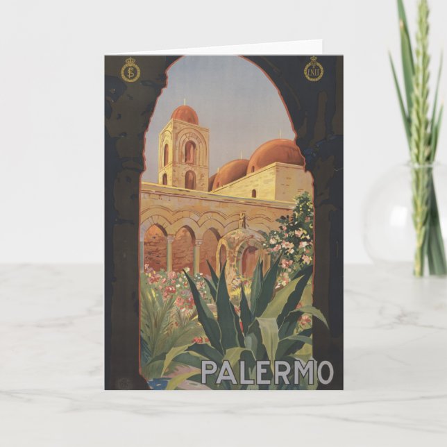 Vintage Travel Poster für Palermo, Italien. Karte (Vorderseite)