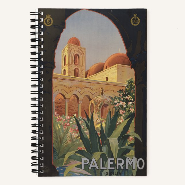 Vintage Travel Poster für Palermo, Italien. Notizbuch (Vorderseite)