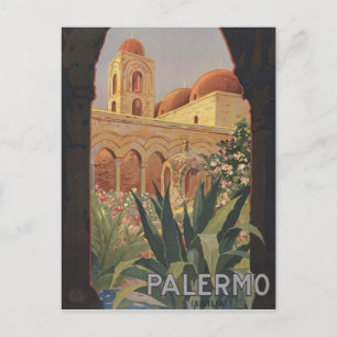 Vintage Travel Poster für Palermo, Italien. Postkarte