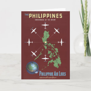 Vintage Travel Poster für philippinische Fluglinie Karte
