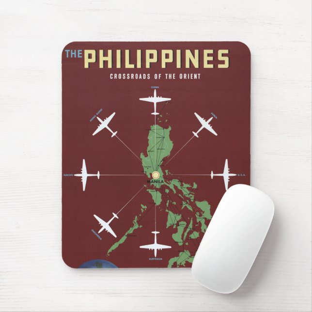 Vintage Travel Poster für philippinische Fluglinie Mousepad (Mit Mouse)