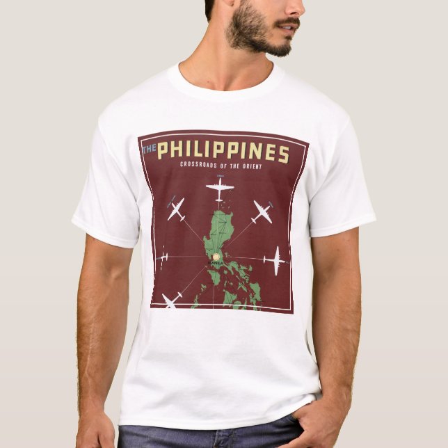 Vintage Travel Poster für philippinische Fluglinie T-Shirt (Vorderseite)