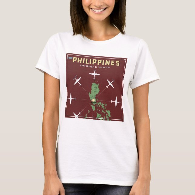 Vintage Travel Poster für philippinische Fluglinie T-Shirt (Vorderseite)