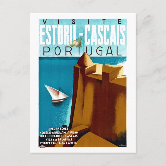 Vintage Travel Poster für Portugal Postkarte (Vorderseite)