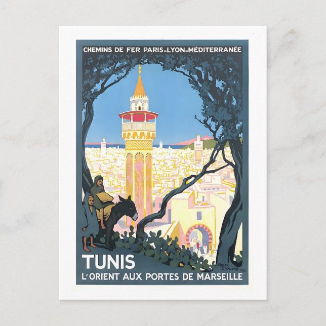 Vintage Travel Poster für Tunis, Tunesien, Postkarte (Vorderseite)