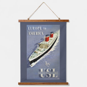 Vintage Travel Poster für Vereinigte Staaten Wandteppich Mit Holzrahmen
