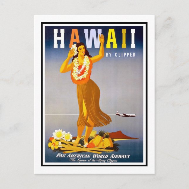 Vintage Travel Poster, Hawaii Postkarte (Vorderseite)