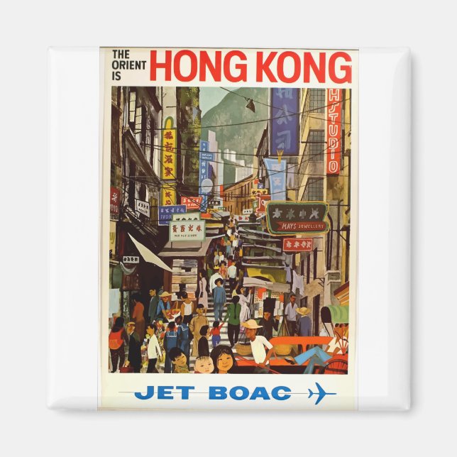 Vintage Travel Poster Hong Kong Street Magnet (Vorne)