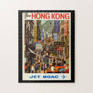 Vintage Travel Poster Hong Kong Street Puzzle