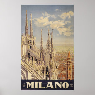 Vintage Travel Poster in Mailand, Italien