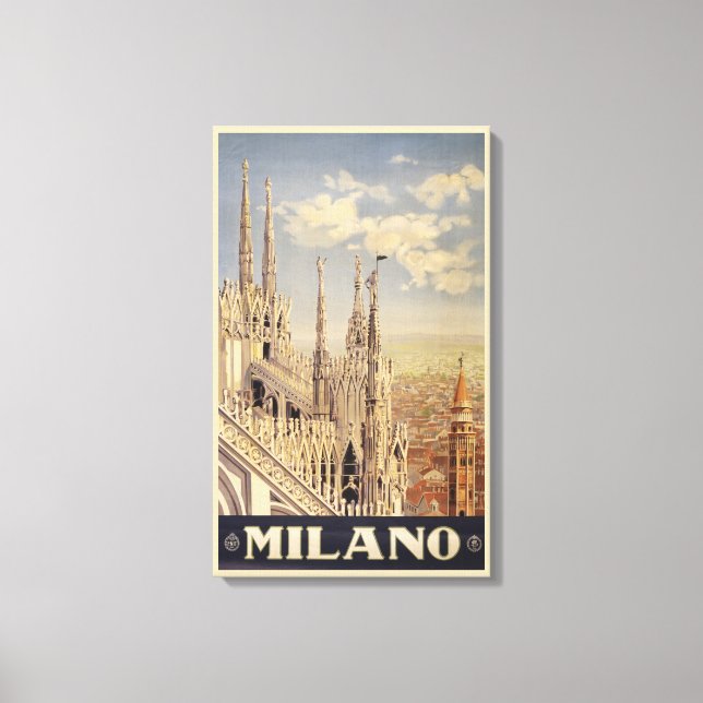 Vintage Travel Poster in Mailand, Italien Leinwanddruck (Vorderseite)