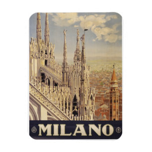 Vintage Travel Poster in Mailand, Italien Magnet