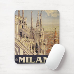 Vintage Travel Poster in Mailand, Italien Mousepad