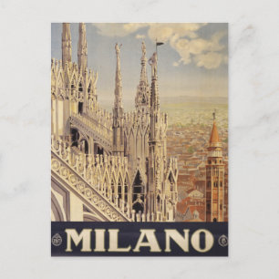 Vintage Travel Poster in Mailand, Italien Postkarte