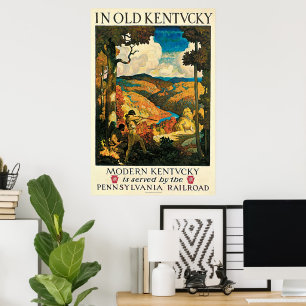 Vintage Travel Poster in Old Kentucky, NC Wyeth