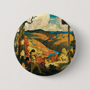 Vintage Travel Poster in Old Kentucky, NC Wyeth Button