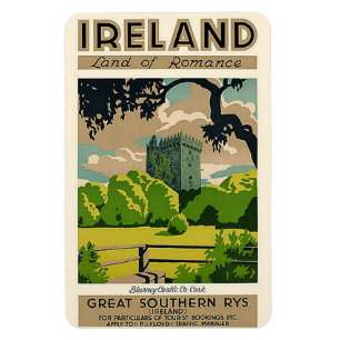 Vintage Travel Poster Irland Schloss Blarney Magnet