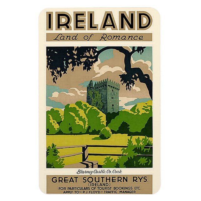 Vintage Travel Poster Irland Schloss Blarney Magnet (Vertikal)