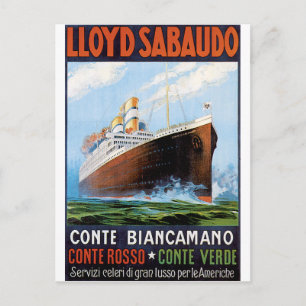Vintage Travel Poster: Italian Ocean Liner Postkarte
